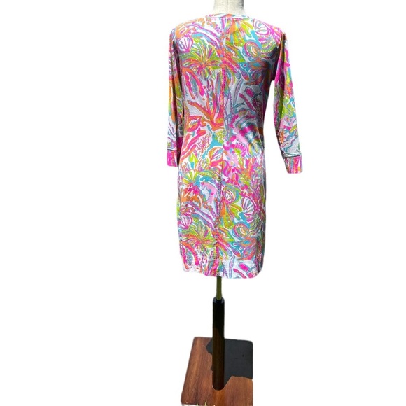 Lilly Pulitzer Christie Scuba to Cuba Pima Cotton V Neck Dress Size M - Picture 7 of 9